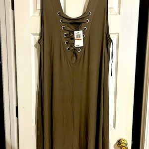 Casual sleeveless army green dress!